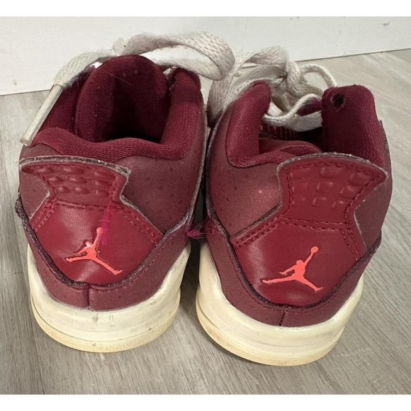 Kids Jordan 4 Retro Toddler Burgundy White Leather Sneakers Size 7C - Picture 4 of 8